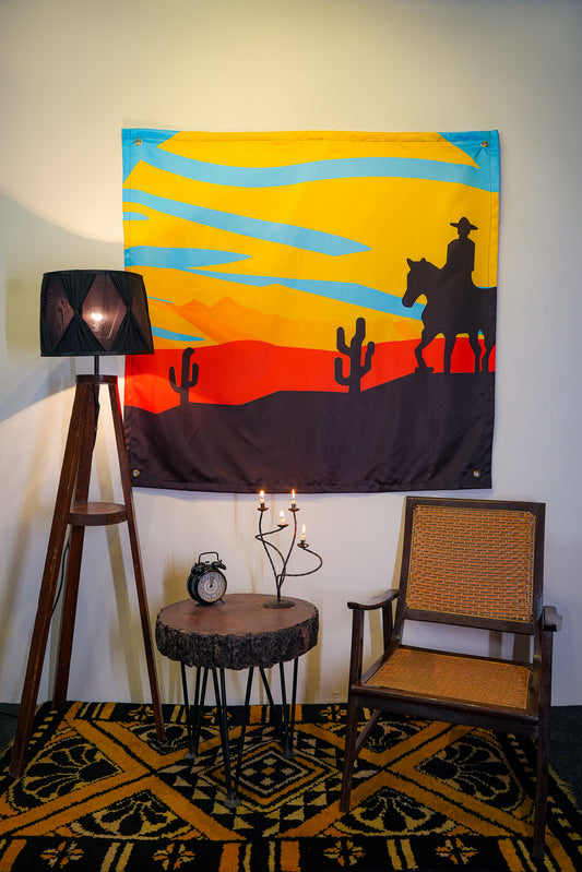 Cowboy Silhouette Tapestry - draps.pk