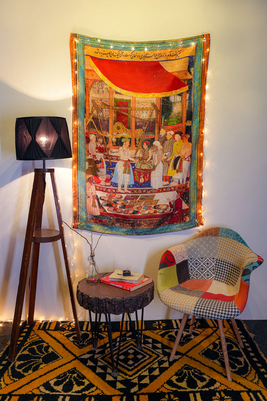 Vintage Mughal Darbar Tapestry - draps.pk