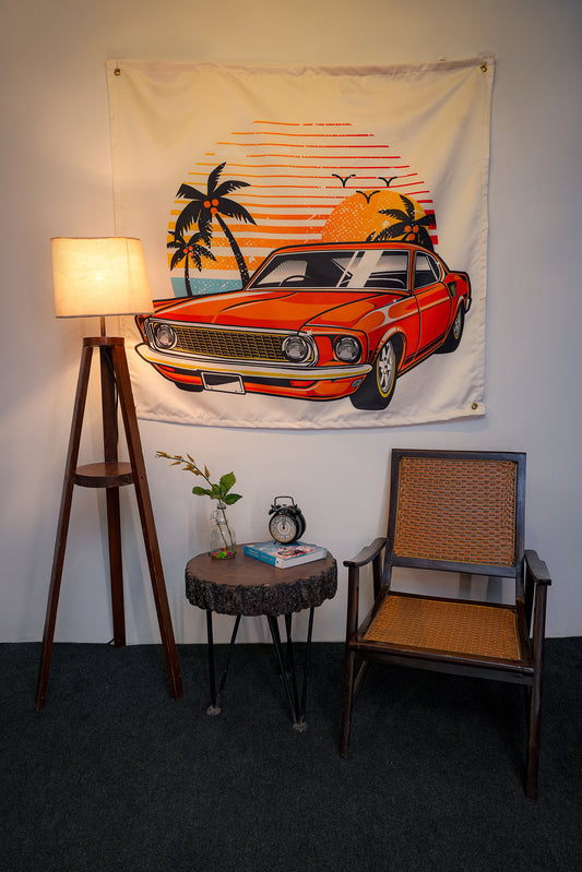 Retro Muscle Car Tapestry - draps.pk