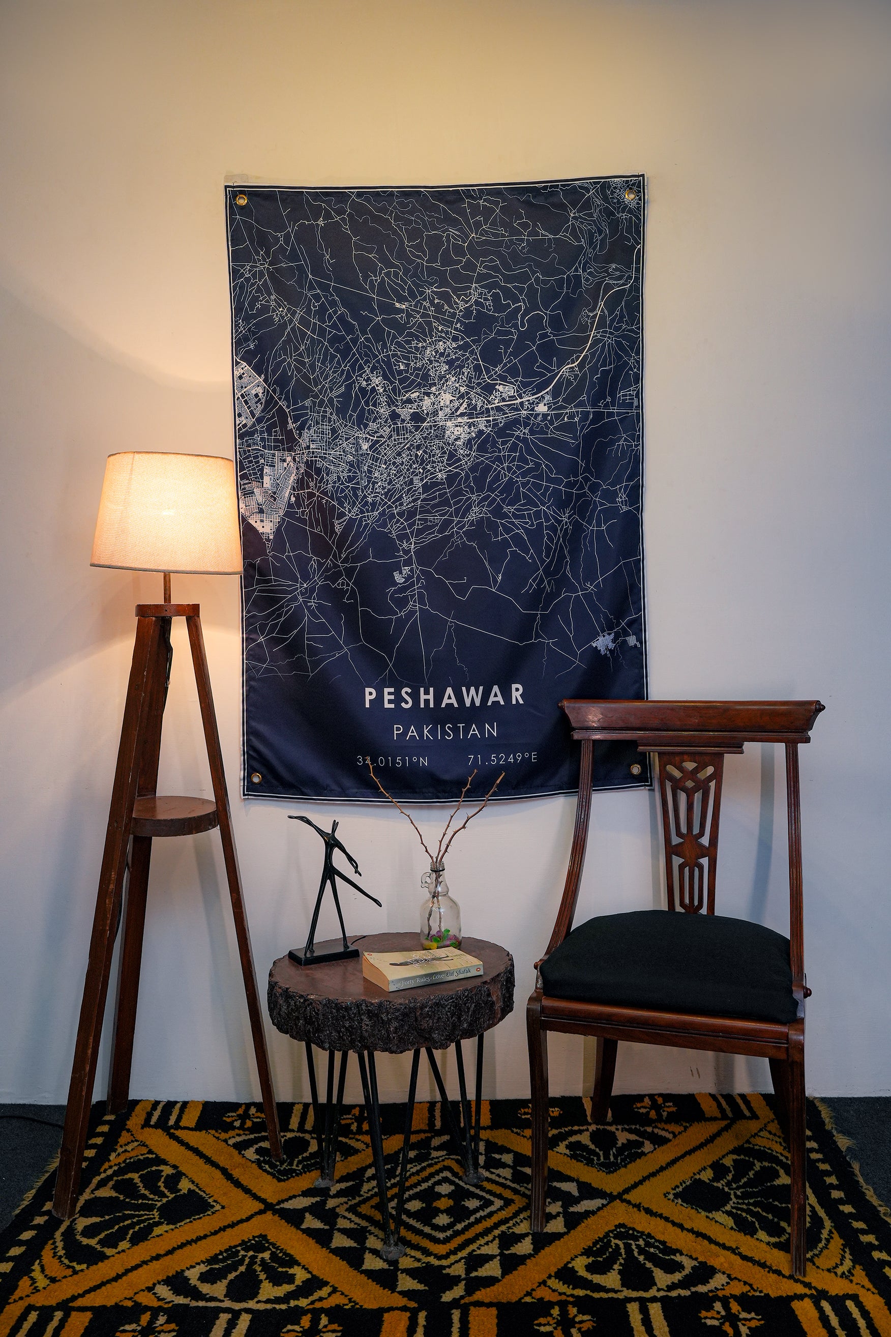 Peshawar Map Tapestry - draps.pk